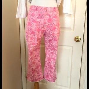 LILLY PULITZER Pink Seashells Capri Pants size 4